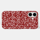 Art Deco Roos Vierkantjes Gestileerde Bloemen Prim Case-Mate iPhone Case (Achterkant (horizontaal))