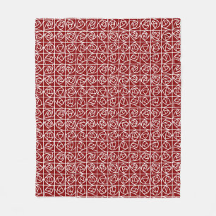 Art Deco Roos Vierkantjes Gestileerde Bloemen Prim Fleece Deken