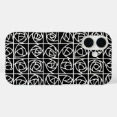Art Deco Roos Vierkantjes Gestileerde Bloemen zwar Case-Mate iPhone Case (Achterkant (horizontaal))