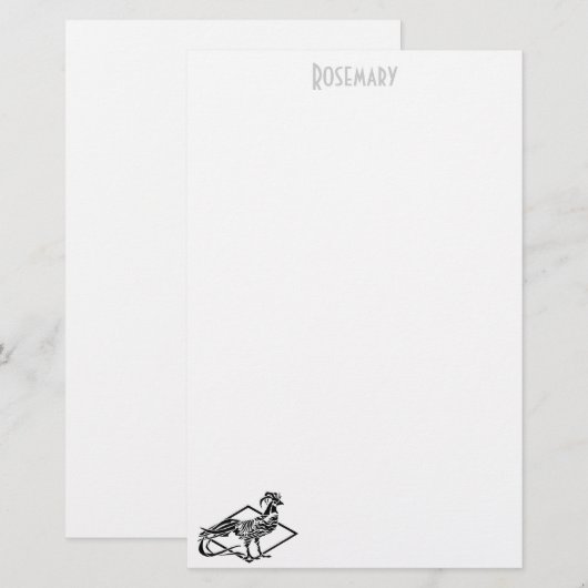 Art Deco Rooster-kantoorbenodigdheden gepersonalis Briefpapier (Voorkant / Achterkant)