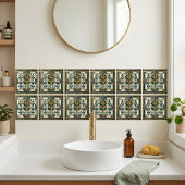 Art Deco Rose Geometric Emerald Green Tile Tegeltje