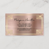 Art Deco Rose Gold Monogram Visitekaartje (Achterkant)
