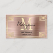 Art Deco Rose Gold Monogram Visitekaartje (Voorkant)