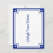 Art Deco Royal Blue en White Afstuderen Kaart (Achterkant)