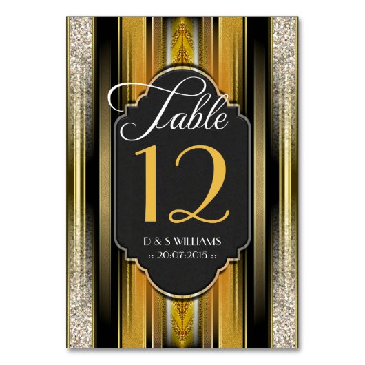 Art Deco Royal Gold Trouwtafel Nummer Kaarten (Voorkant)