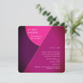 Art Deco Roze Afgeronde Vierkante Bruiloft Feest Kaart (Staand voorkant)