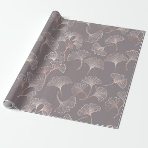 Art Deco Roze Blad Patroon Cadeaupapier