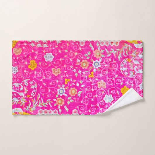 Art Deco Roze Bloemen Badhanddoek Set Bad Handdoek (Handdoek)