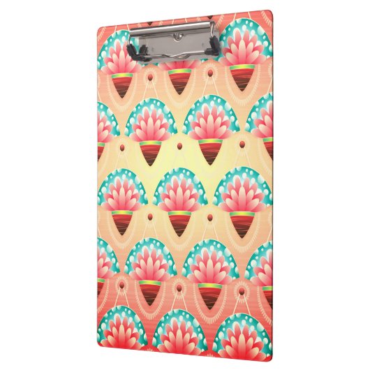 Art deco roze bloemengoud blauwgroen bloemig klembord (Links)