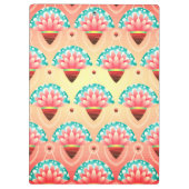 Art deco roze bloemengoud blauwgroen bloemig klembord (Achterkant)