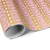 Art Deco Roze en Gouden Sierstrepen Cadeaupapier (Rol Hoek)
