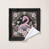 Art Deco Roze en Regenboog Flamingo Bad Handdoek (Wasdoekje)