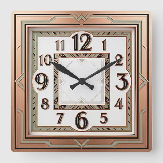 Art Deco Roze Fijn Vierkante Klok (Voorkant)