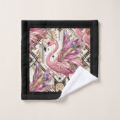 Art Deco Roze Flamingo Bad Handdoek (Wasdoekje)