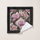 Art Deco Roze Flamingo Bad Handdoek (Wasdoekje)