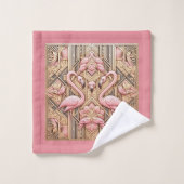 Art Deco Roze Flamingo Bad Handdoek (Wasdoekje)