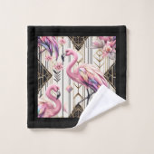 Art Deco Roze Flamingo Bad Handdoek (Wasdoekje)