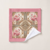 Art Deco Roze Flamingo Bad Handdoek (Wasdoekje)