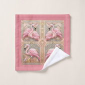 Art Deco Roze Flamingo Bad Handdoek (Wasdoekje)