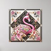 Art Deco Roze Flamingo Canvasprint Canvas Afdruk (Voorkant)