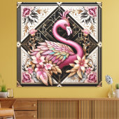 Art Deco Roze Flamingo Canvasprint Canvas Afdruk (Insitu (Woonkamer))