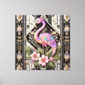 Art Deco Roze Flamingo Canvasprint Canvas Afdruk (Voorkant)