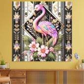 Art Deco Roze Flamingo Canvasprint Canvas Afdruk (Insitu (Woonkamer))