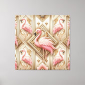 Art Deco Roze Flamingo Canvasprint Canvas Afdruk (Voorkant)