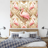 Art Deco Roze Flamingo Canvasprint Canvas Afdruk (Insitu (Slaapkamer))