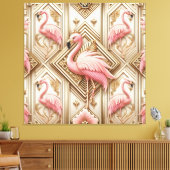 Art Deco Roze Flamingo Canvasprint Canvas Afdruk (Insitu (Woonkamer))