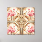 Art Deco Roze Flamingo Canvasprint Canvas Afdruk (Voorkant)