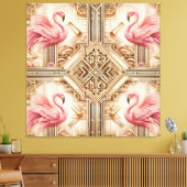 Art Deco Roze Flamingo Canvasprint Canvas Afdruk (Insitu (Woonkamer))