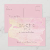 Art Deco Roze & Gele Trouw Save the Date Briefkaart (Voorkant / Achterkant)