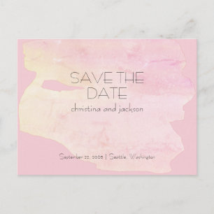 Art Deco Roze & Gele Trouw Save the Date Briefkaart