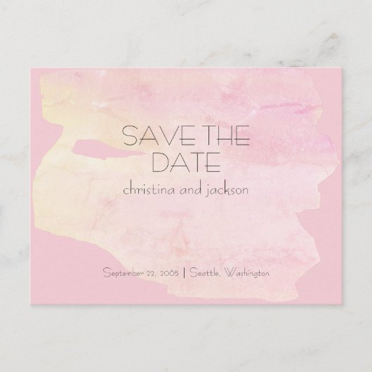 Art Deco Roze & Gele Trouw Save the Date Briefkaart (Voorkant)