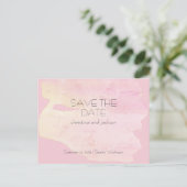 Art Deco Roze & Gele Trouw Save the Date Briefkaart (Staand voorkant)