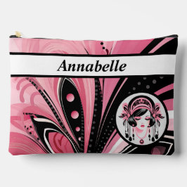 Art Deco Roze Kralen Meisje Print Gesneden Naaizak Etui