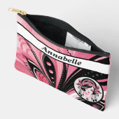 Art Deco Roze Kralen Meisje Print Gesneden Naaizak Etui (Open)