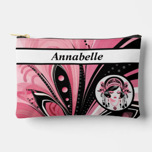 Art Deco Roze Kralen Meisje Print Gesneden Naaizak Etui