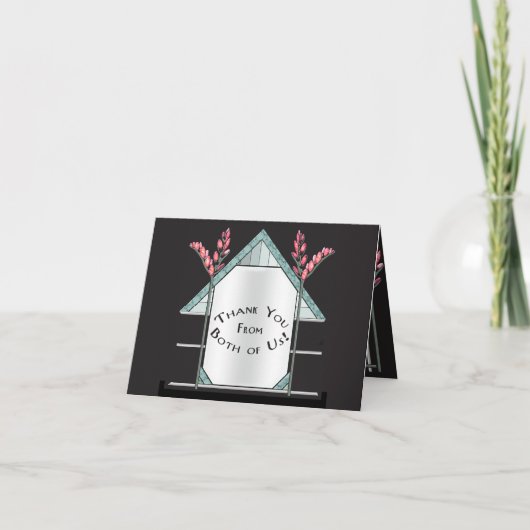 Art Deco Roze Poesje Willow - Gepersonaliseerd Bedankkaart (Voorkant)