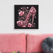 Art Deco Roze Stiletto Hoge Hakken Canvas Afdruk (Insitu (Woonkamer))