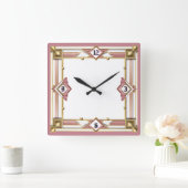 Art Deco Roze Vierkante Klok (Huis)