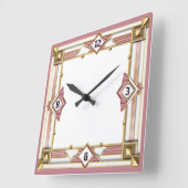 Art Deco Roze Vierkante Klok (Hoek)