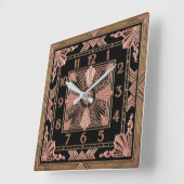Art Deco Roze Vierkante Klok (Hoek)