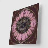 Art Deco Roze Vierkante Klok (Hoek)