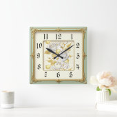 Art Deco Rozen Vierkante Klok (Huis)