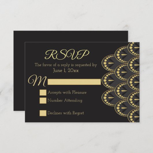 Art Deco RSVP (Voorkant / Achterkant)