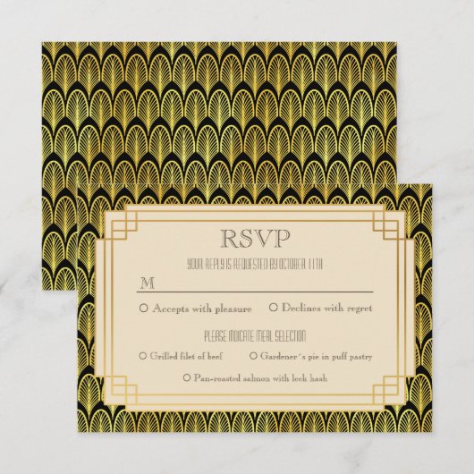 art deco rsvp kaart (Voorkant / Achterkant)