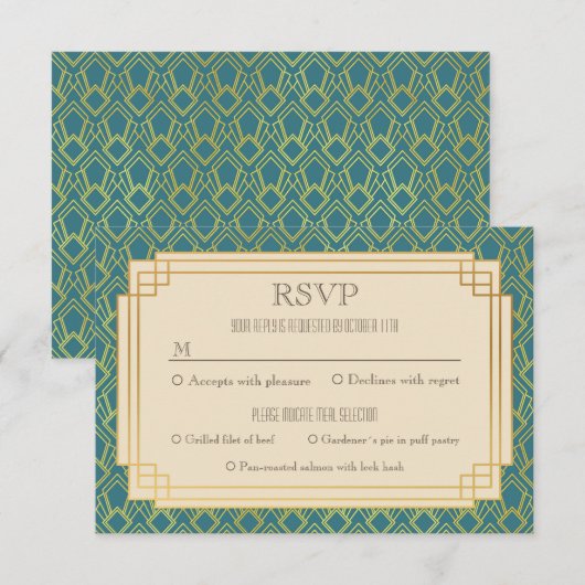 Art deco rsvp Kaart (Voorkant / Achterkant)