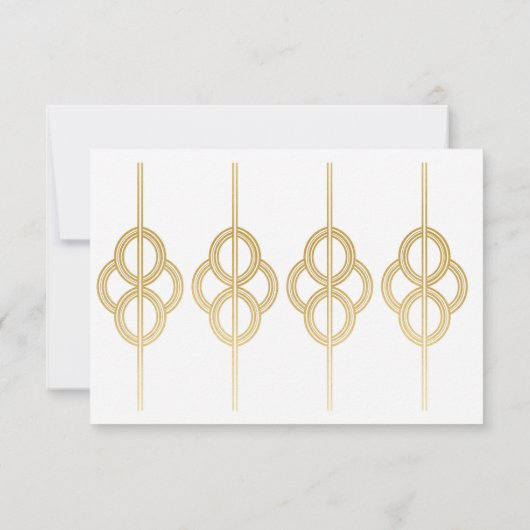 Art Deco RSVP-kaarten 1920's Goud Wit Reactie RSVP Kaartje (Achterkant)